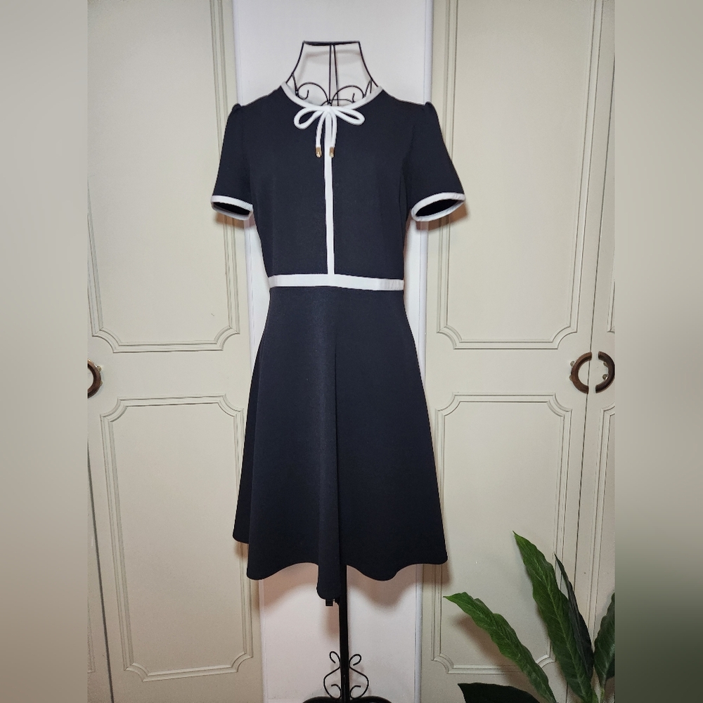 Karl Lagerfeld Paris Scuba Crepe Contrast Dress